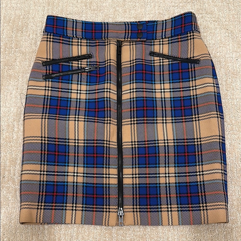 Plaid Tan and Blue Women's Skirt